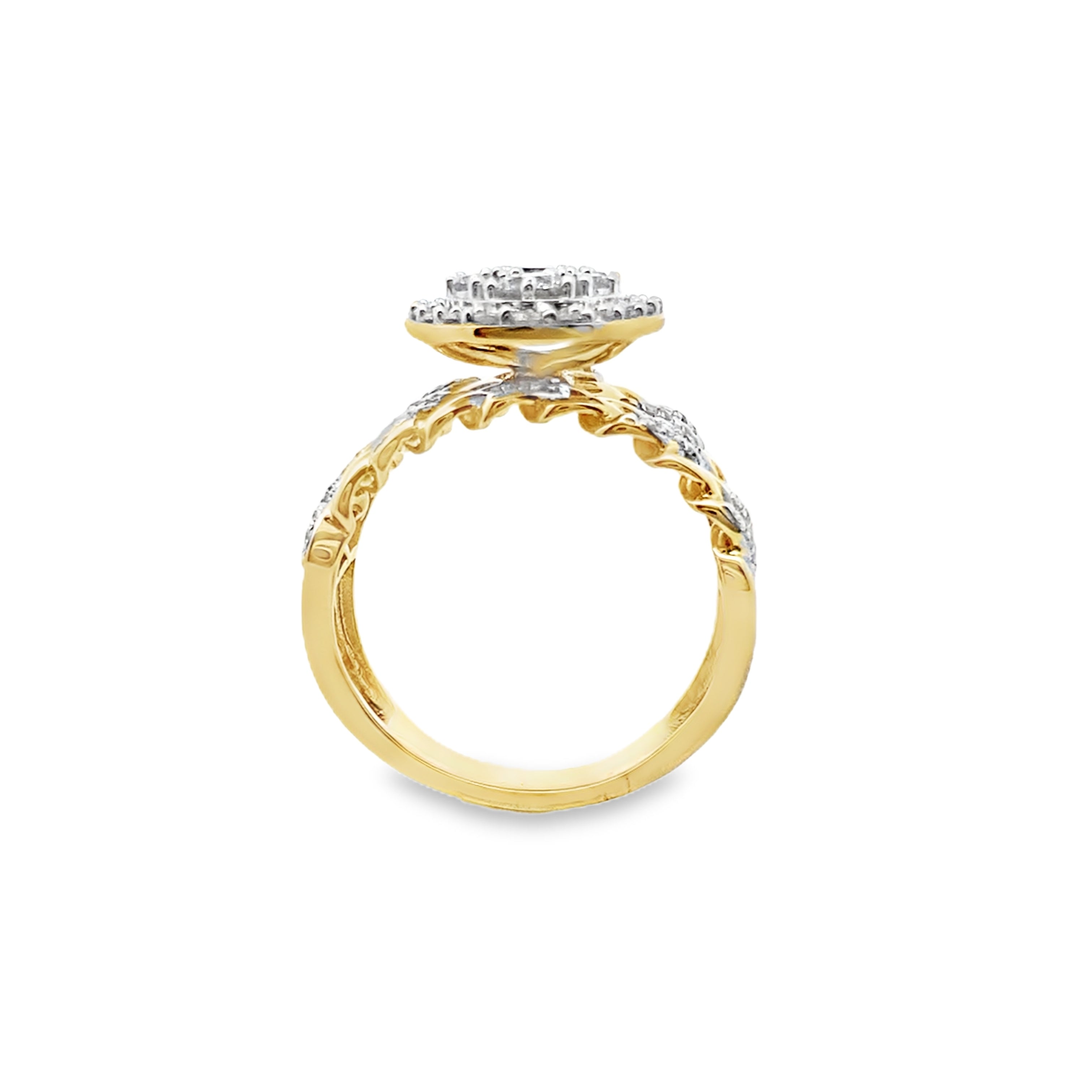 1.0Ct 10K Yellow Gold Diamond Fashion Ring Size 7 3.6Dwt