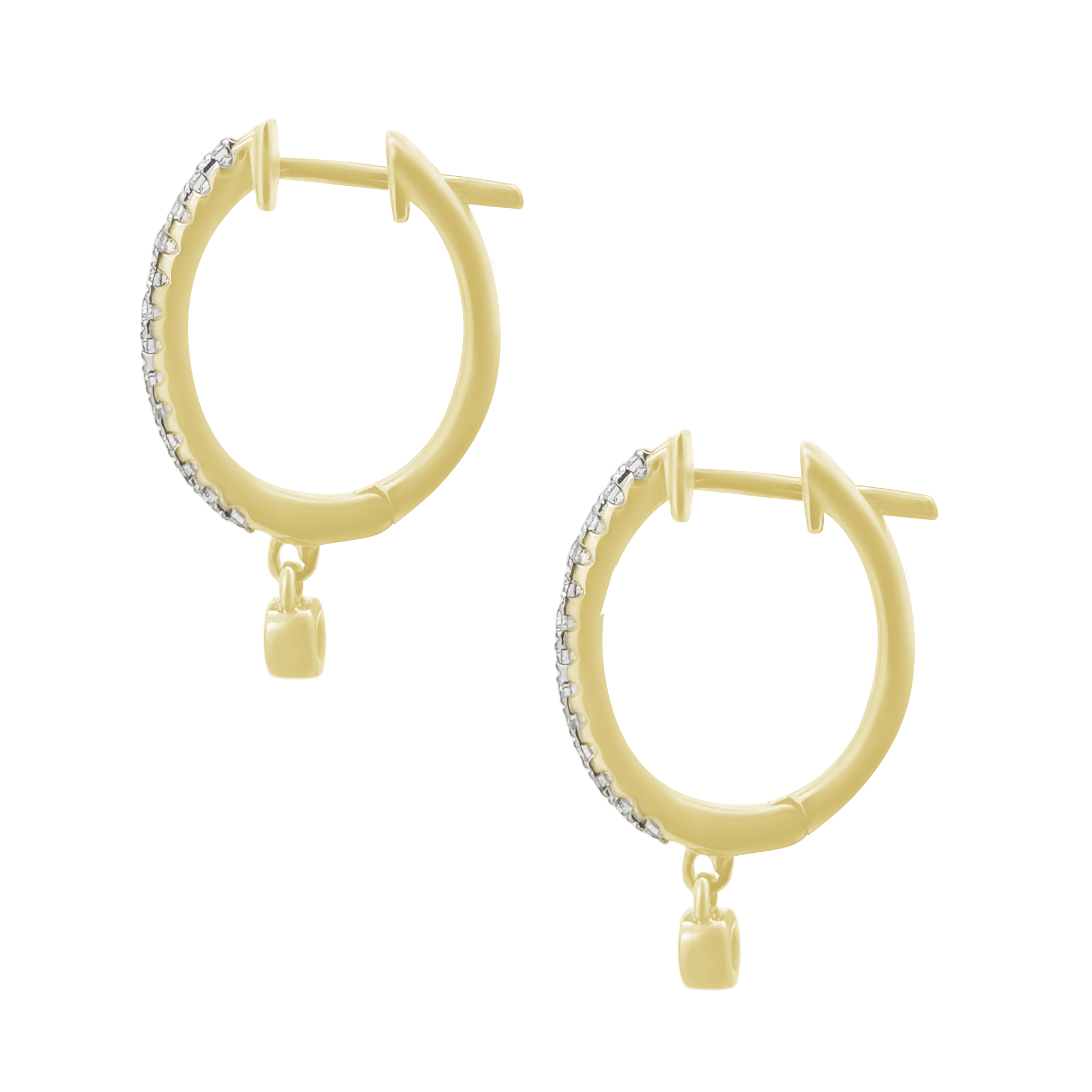 0.25Ctw 10K Yellow Gold Diamond Hoop Earrings
