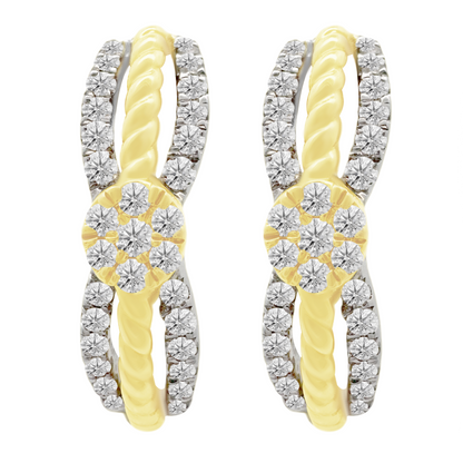 0.33Ctw 14K Two Tone Gold Diamond Hoop Earrings