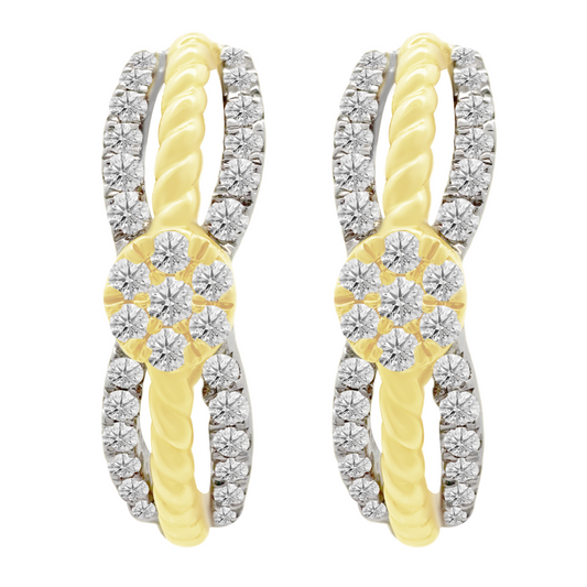 0.33Ctw 14K Two Tone Gold Diamond Hoop Earrings