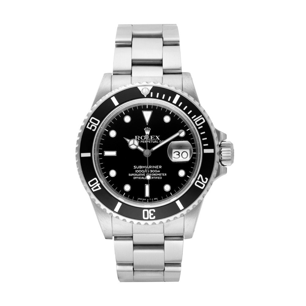 Pre-Owned Scr Rolex Submariner Watch Model 16610 40Mm Black Dial Ss Bracelet