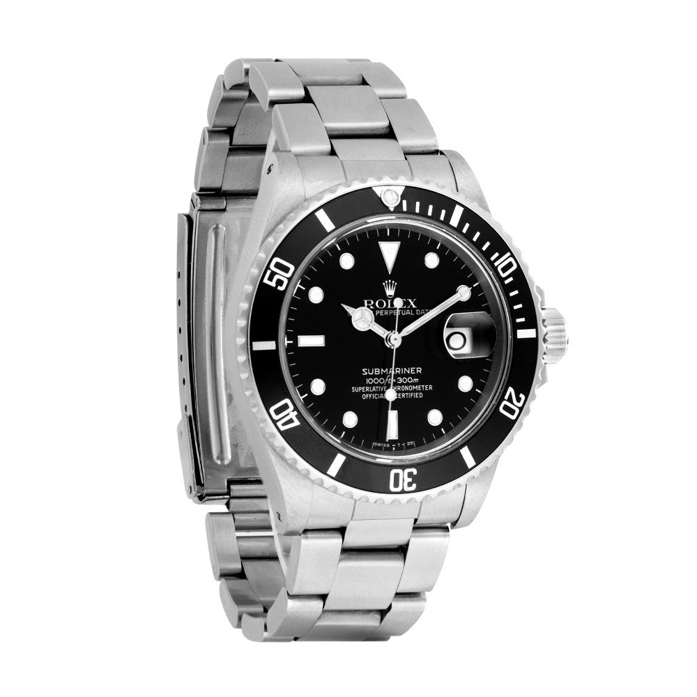 Pre-Owned Scr Rolex Submariner Watch Model 16610 40Mm Black Dial Ss Bracelet