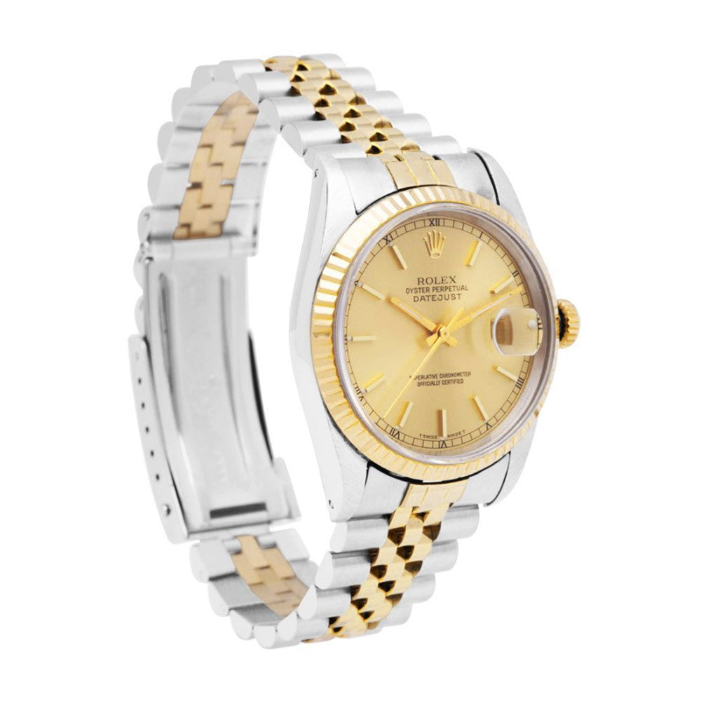 1997  Rolex Datejust Watch Two Tone M# 16233 Jubilee Fluted Bezel Champagne Dial