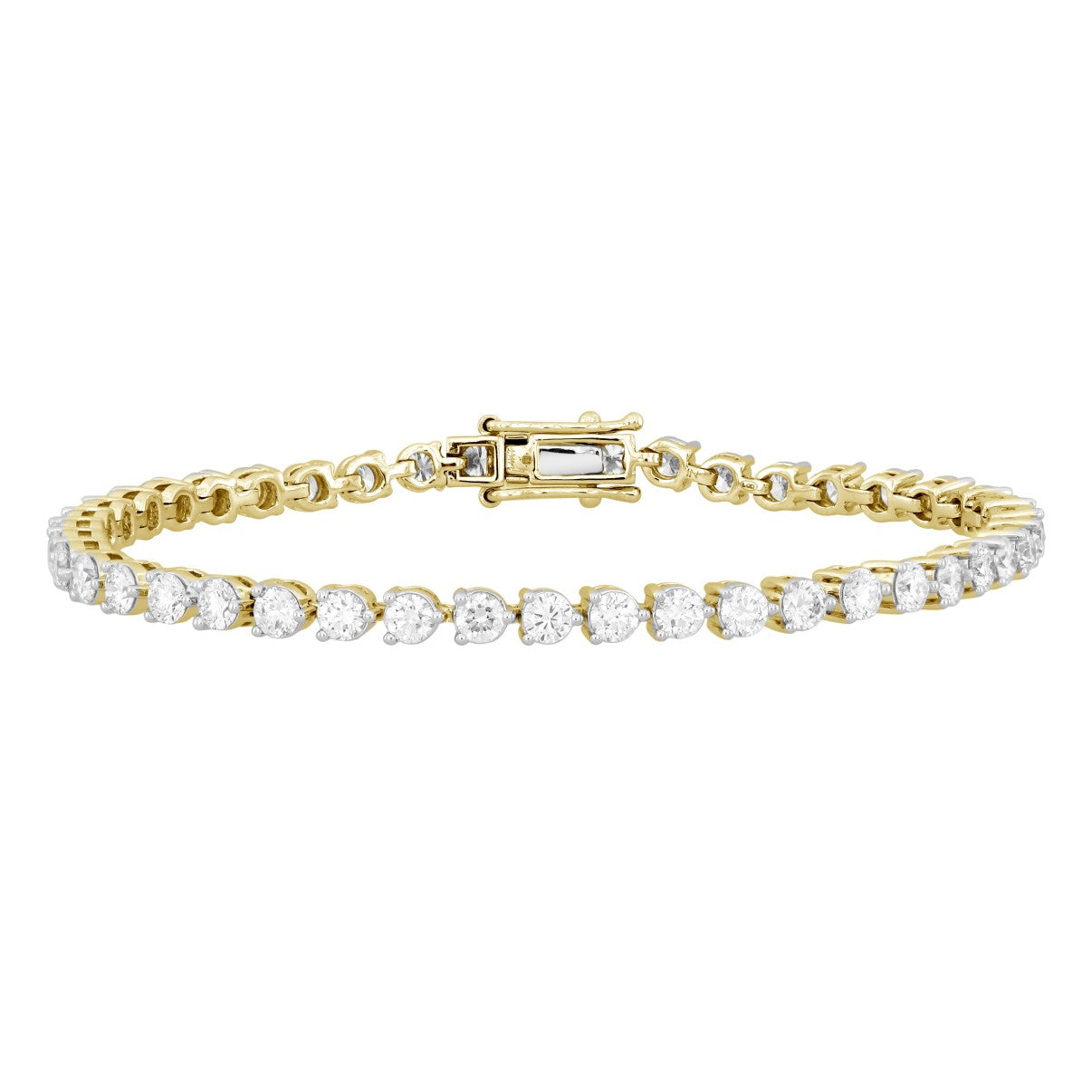 5.0Ctw 14K Yellow Gold Lab Grown Round Diamond Tennis Bracelet 7.0In 6.2Dwt