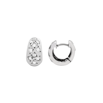 14K White Gold Cz Huggie Hoop Earrings 2.8Dwt