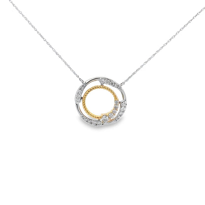 0.50Ctw 14K Two Tone Diamond Circle Pendant Necklace 18In 2.4Dwt
