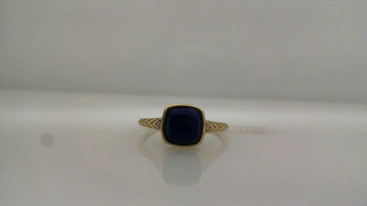 0.02Ct Dia 1.39Ct LP 14K Yellow Gold Dia & LAPIS Fashion Rin
