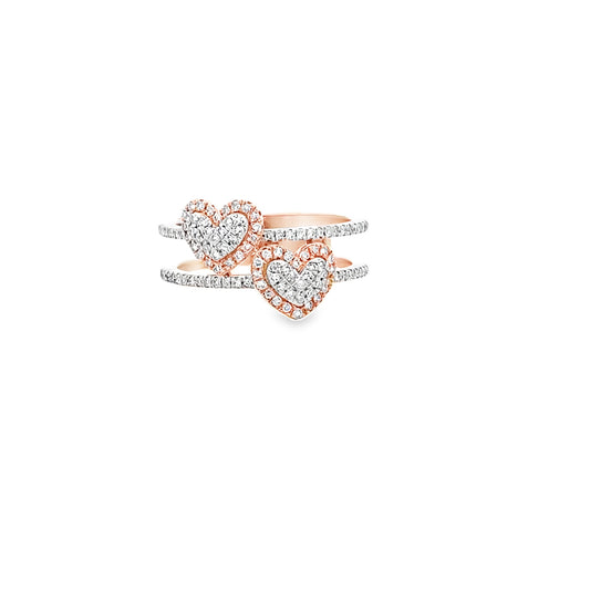 0.33Ctw 14K Rose Gold Diamond Heart Ring Size 7 2.7Dwt