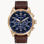 Citizen Mens Avion Watch (CA4213-18L) Blue Dial Brown Straps