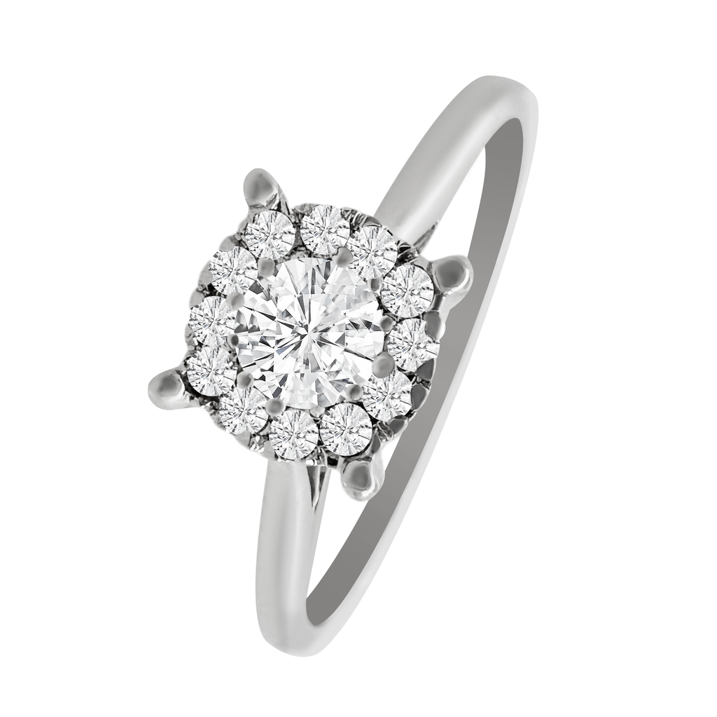 0.25Ct 14K White  Gold Diamond Engagement Rings Size 7 1.1Dwt