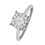 0.25Ct 14K White  Gold Diamond Engagement Rings Size 7 1.1Dwt