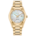 Citizen Sport Luxury Eco Drive Ladies Watch (Ew2702-59D) Gold Tone Mother Of Pearl Dial