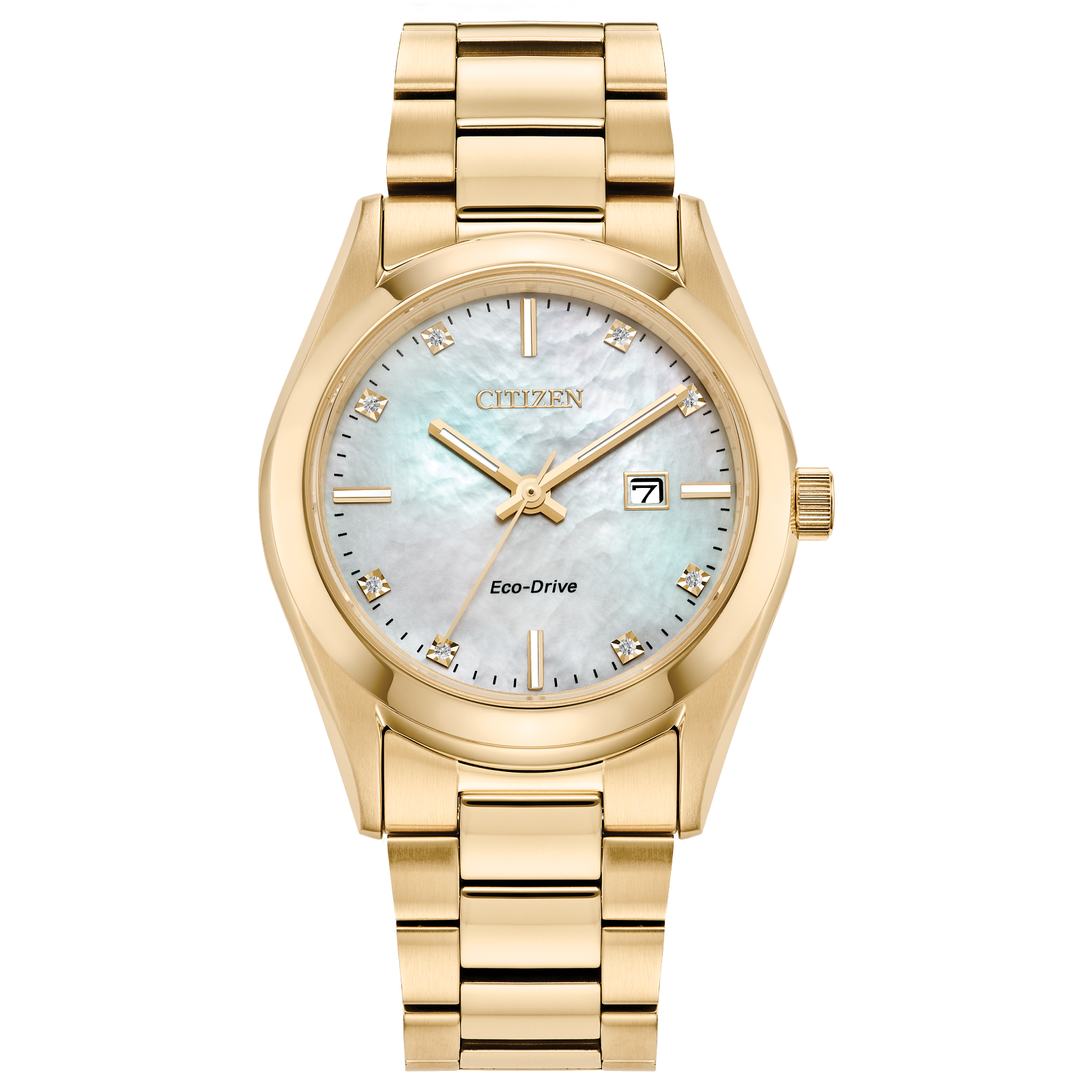 Citizen Sport Luxury Eco Drive Ladies Watch (Ew2702-59D) Gold Tone Mother Of Pearl Dial