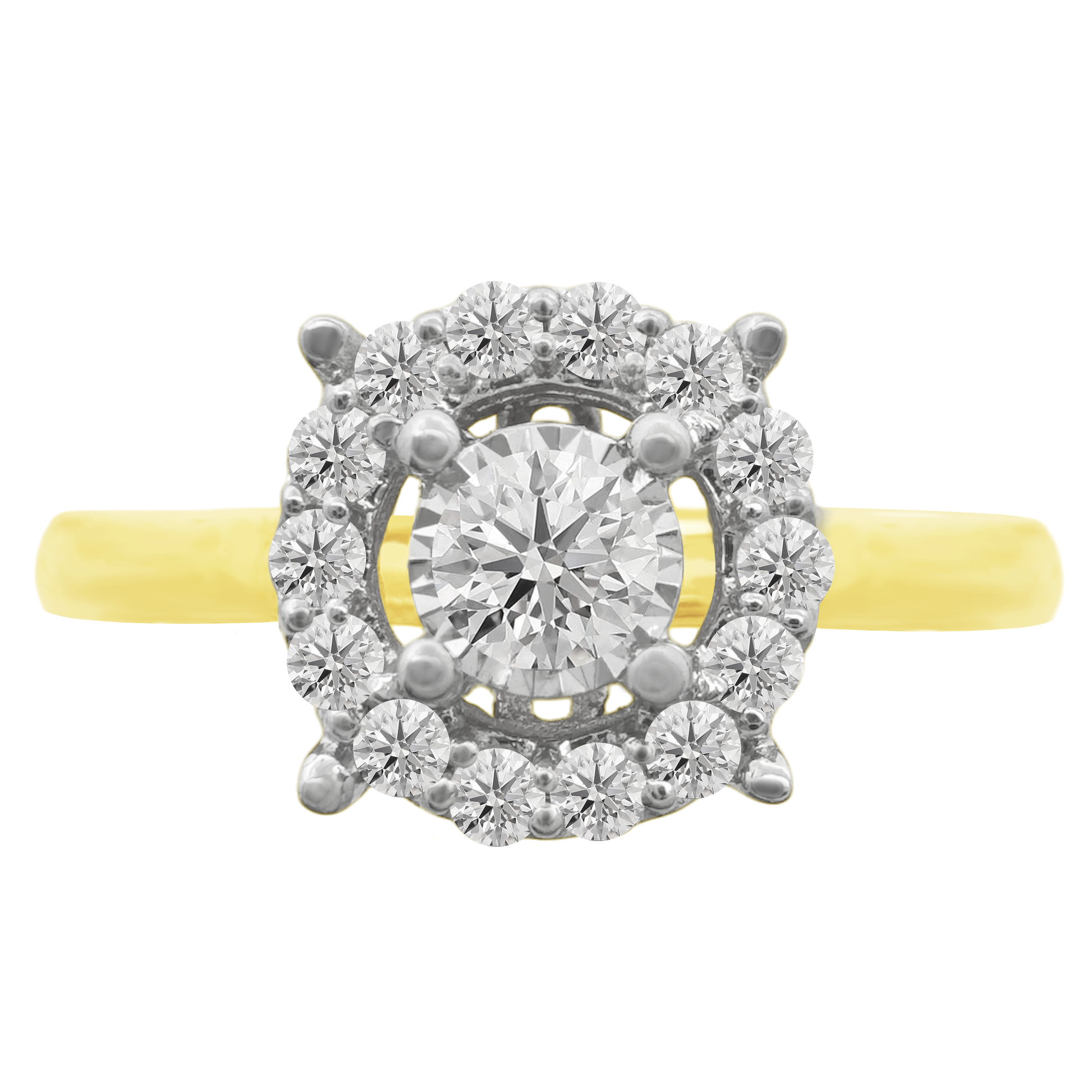 0.15Ctw 14K Yellow Gold Diamond Engagement Ring Size 7 1.2Dwt