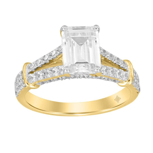 2.0Ctw 14K Yellow Gold Emerald Cut Lab Grown Diamond Solitaire Engagement Ring Size 7 2.3Dwt