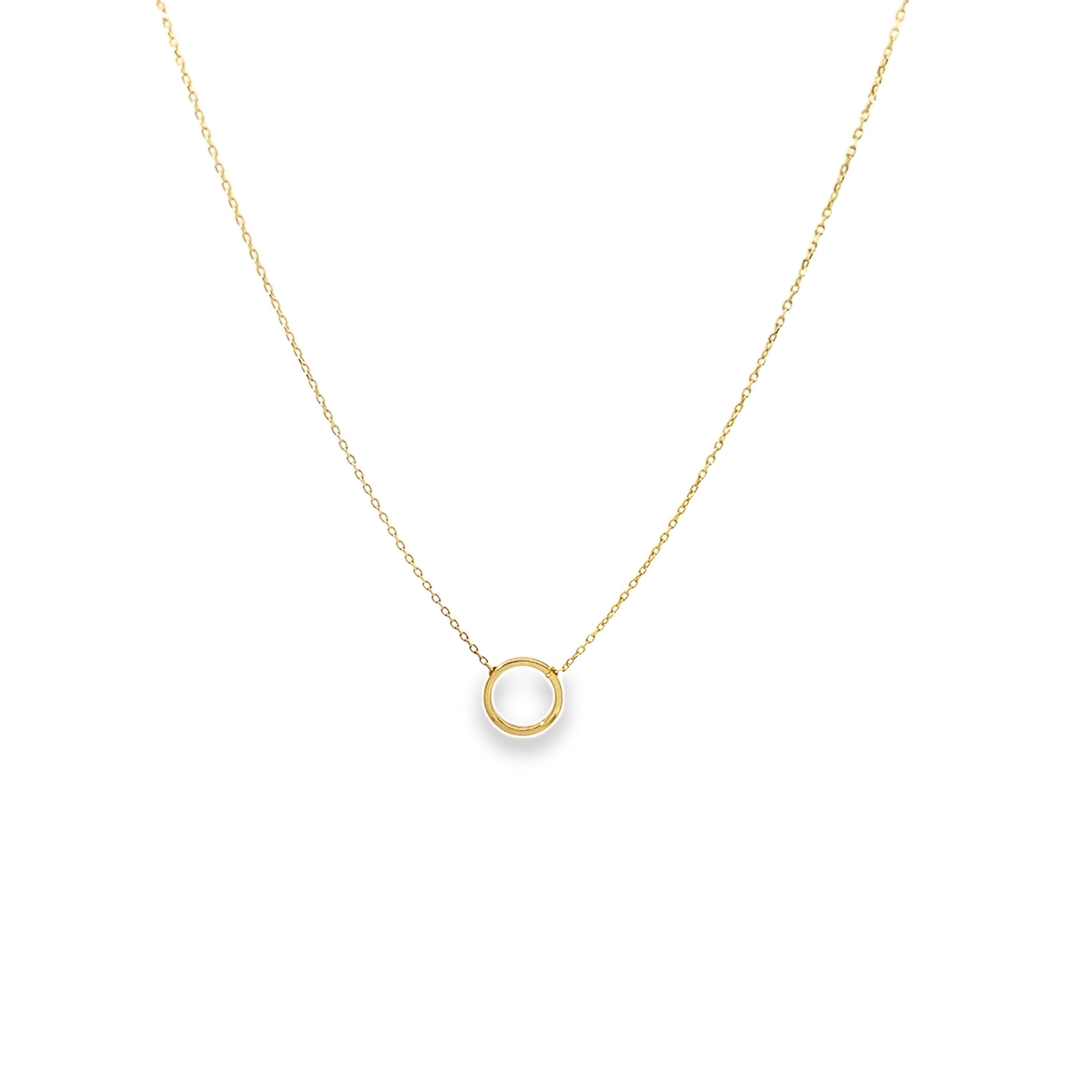 14K Yellow Gold Circle Necklace 18In 0.5Dwt