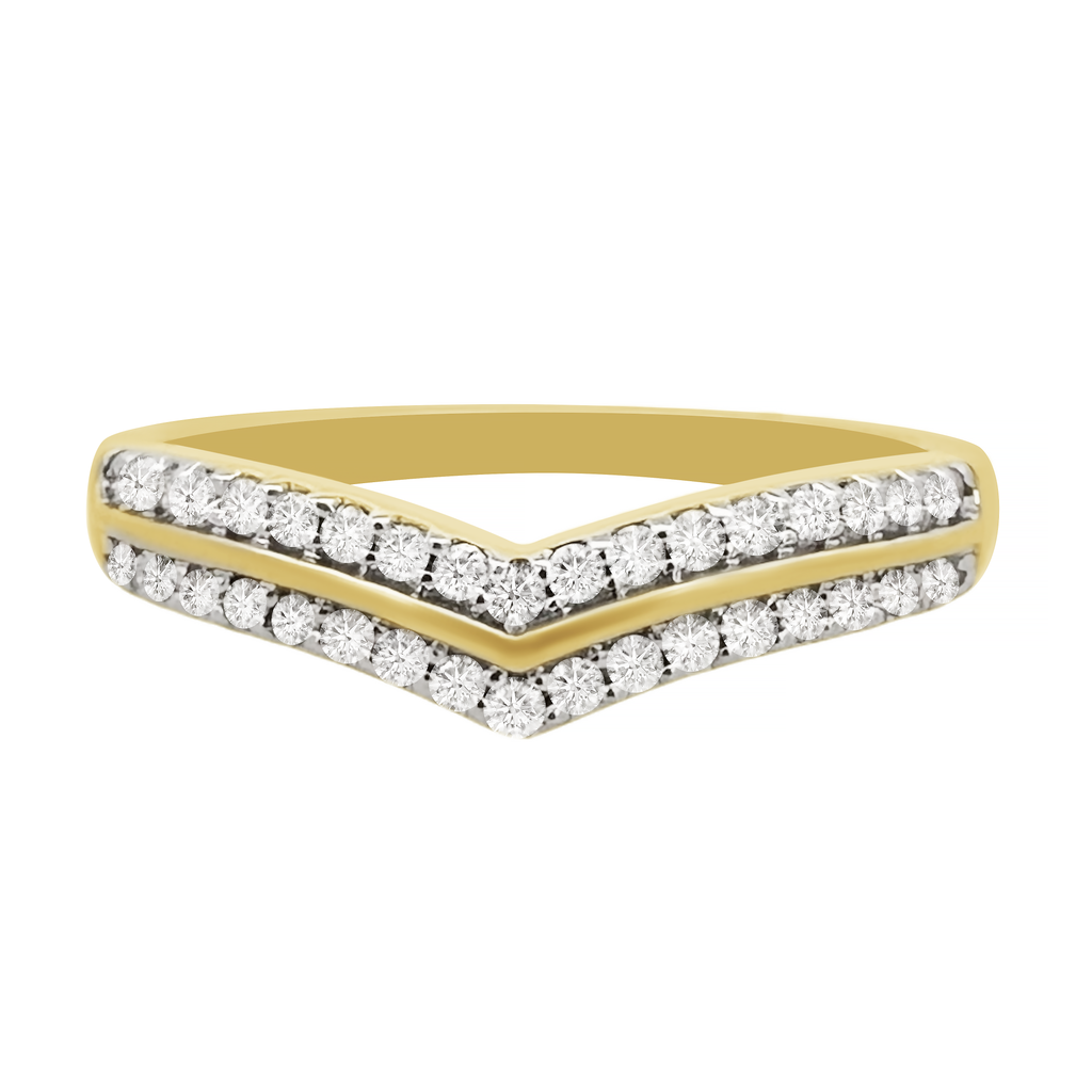 0.21Ctw 14K Yellow Gold Diamond Wedding Band Size 7 1.5Dwt