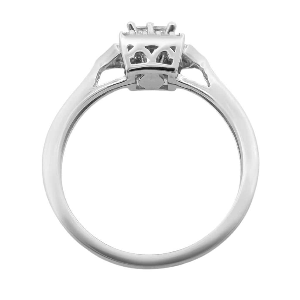 0.25Ctw 10K White Gold Diamond Engagement Ring Size 7 1.7Dwt