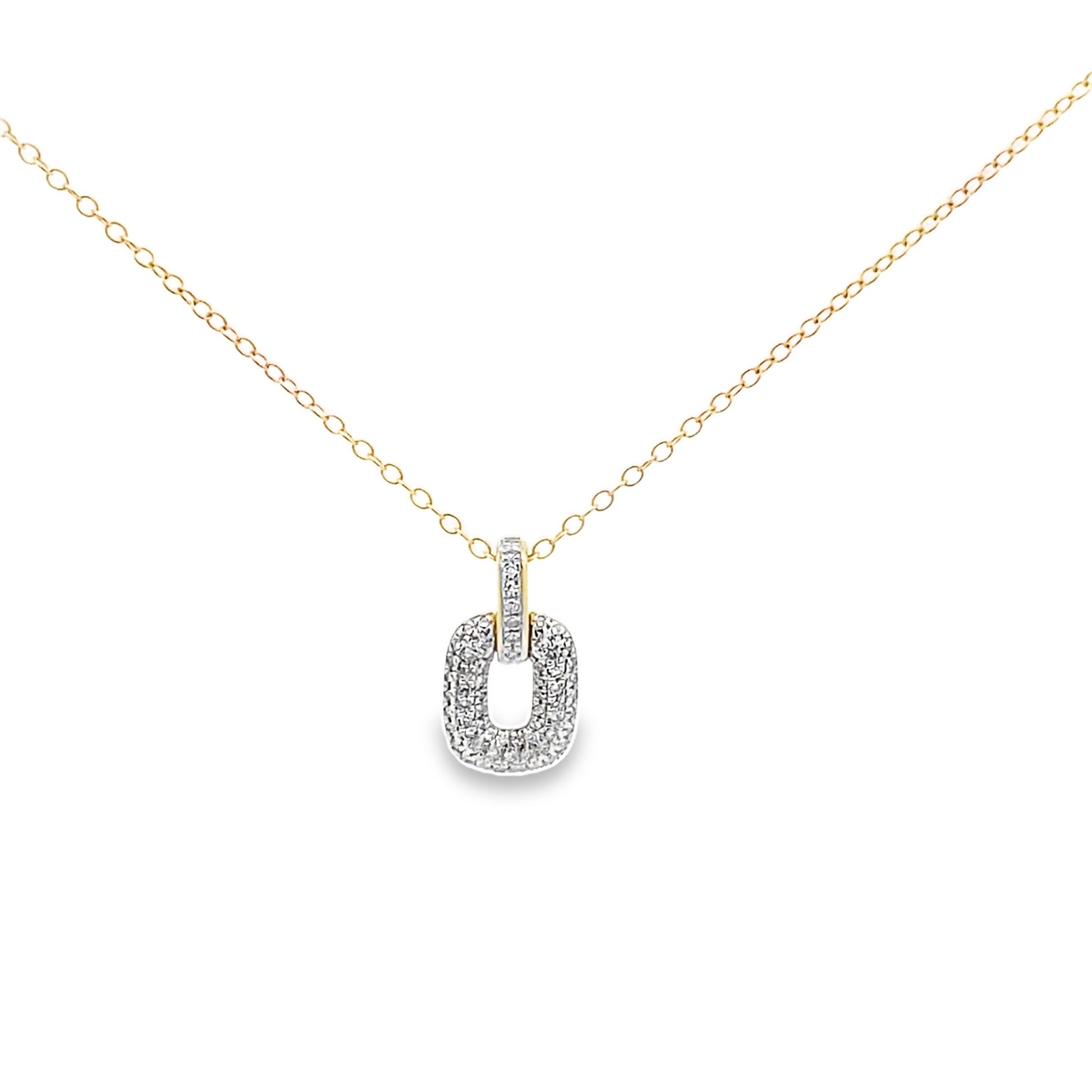 0.16Ctw 14K Yellow Gold Diamond Necklace 19In  1.4Dwt