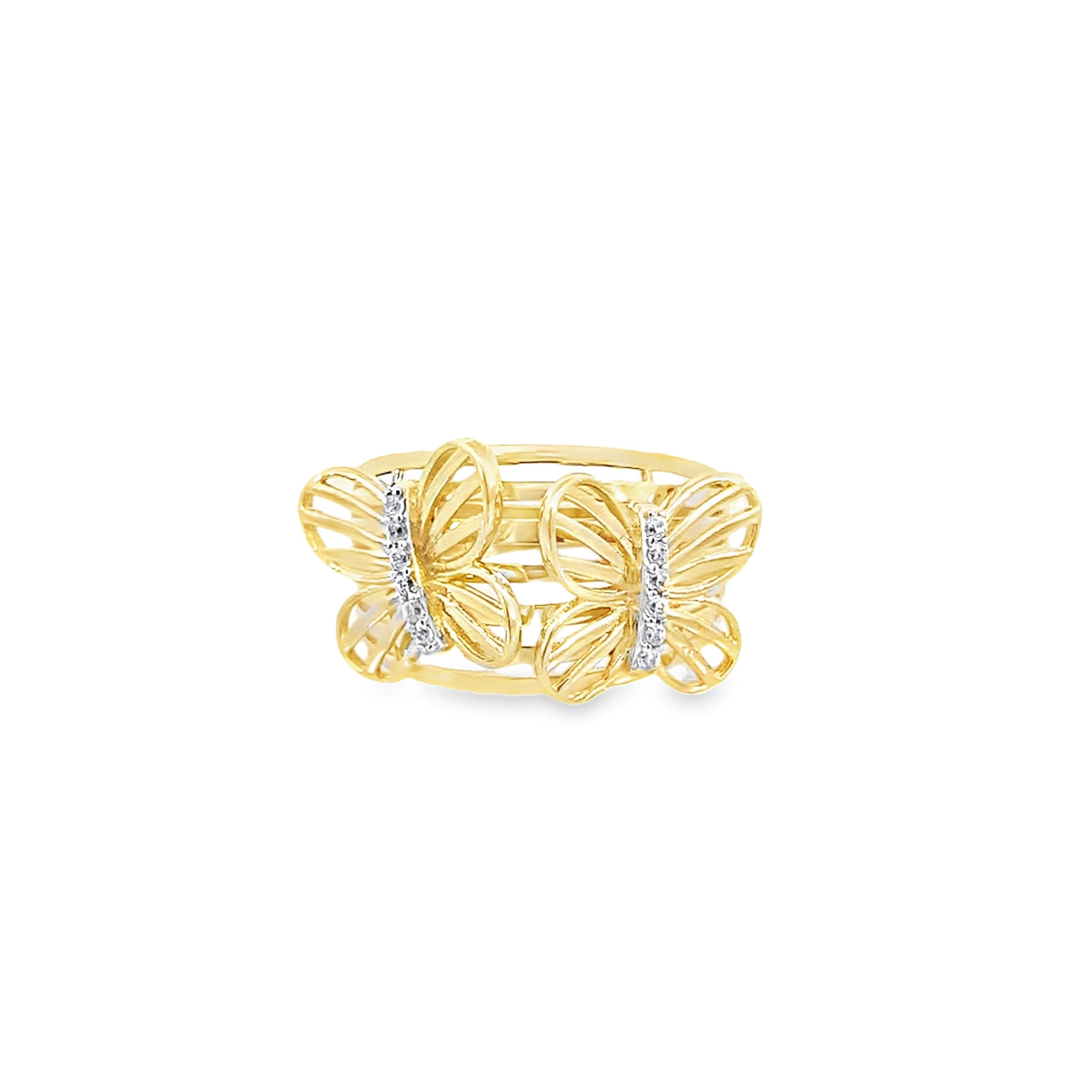 14K Yellow Gold Ladies Butterfly Ring Size 6 2.2Dwt