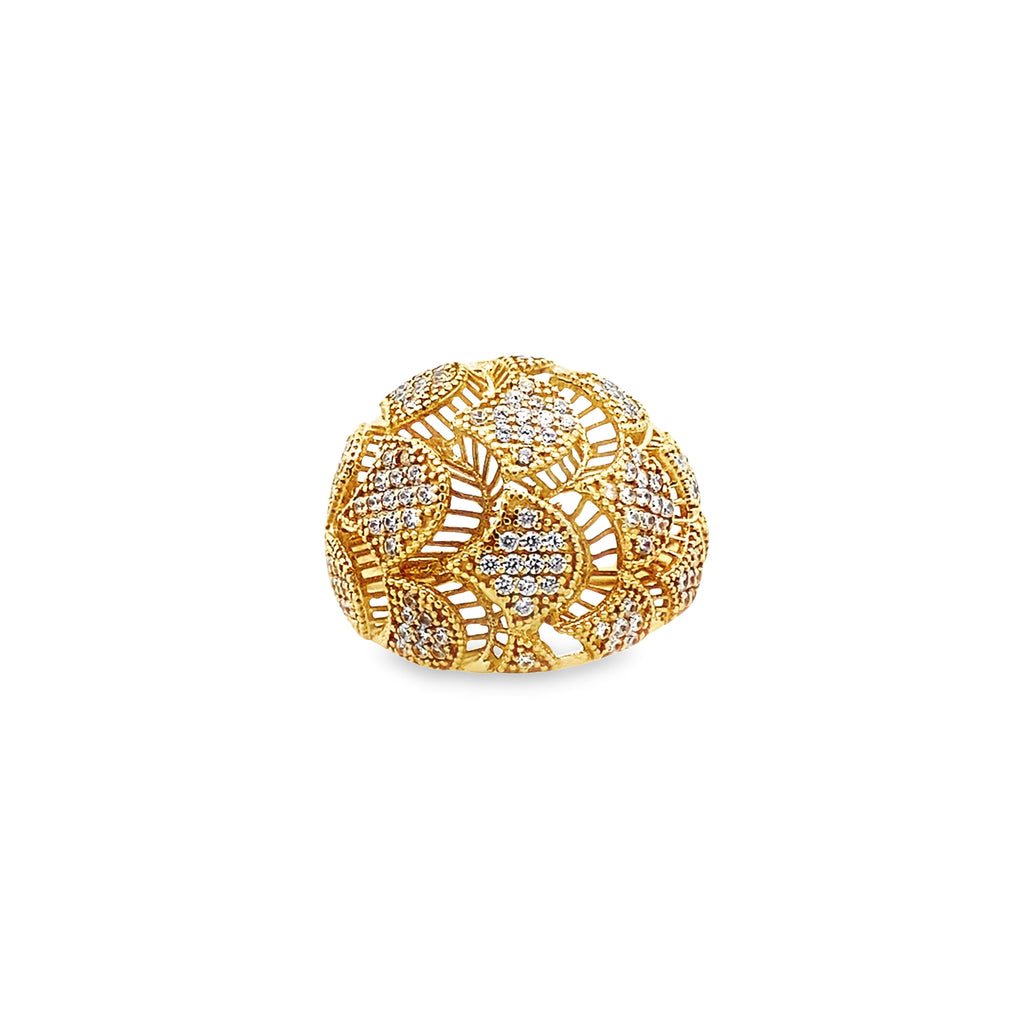 10K Yellow Gold Cz Ladies Dome Ring Size 10.5Dwt
