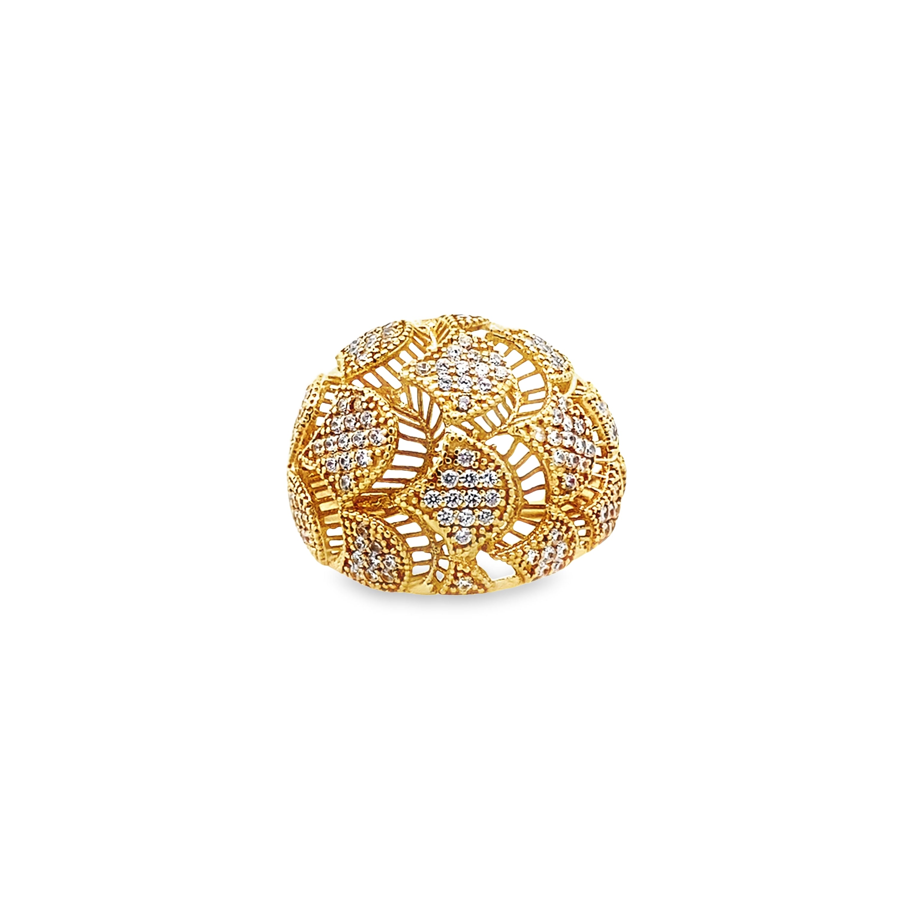 10K Yellow Gold Cz Ladies Dome Ring Size 10.5Dwt