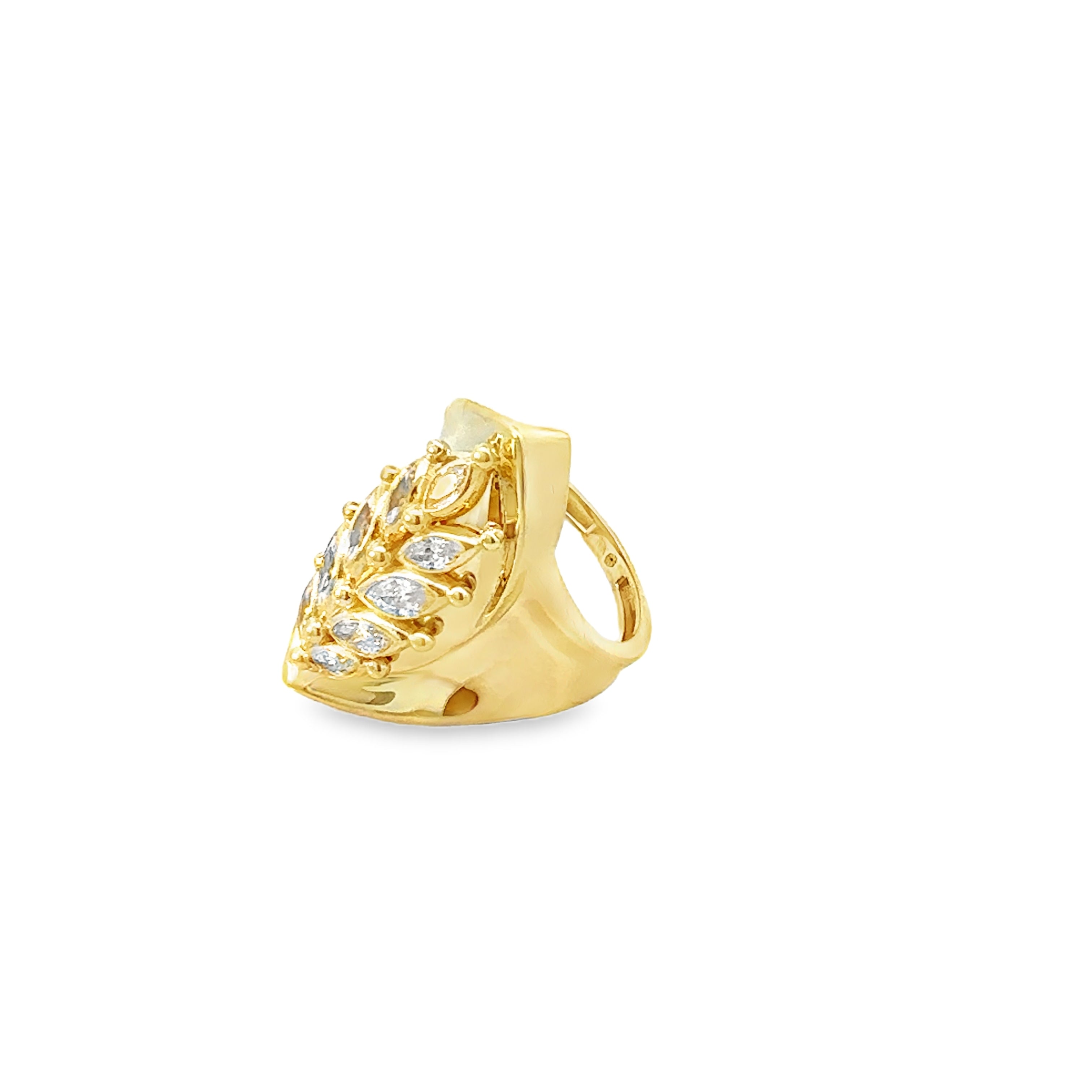 10K Yellow Gold CZ Leaf Style Fashion Ring Size 6.5 2.3Dwt