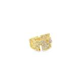 10K Yellow Gold Cz Two Cross Style Fashion Ring Size 6.5 1.7Dwt