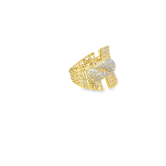 10K Yellow Gold Cz Filigree Design Fashion Ring Size 6.5 1.7Dwt