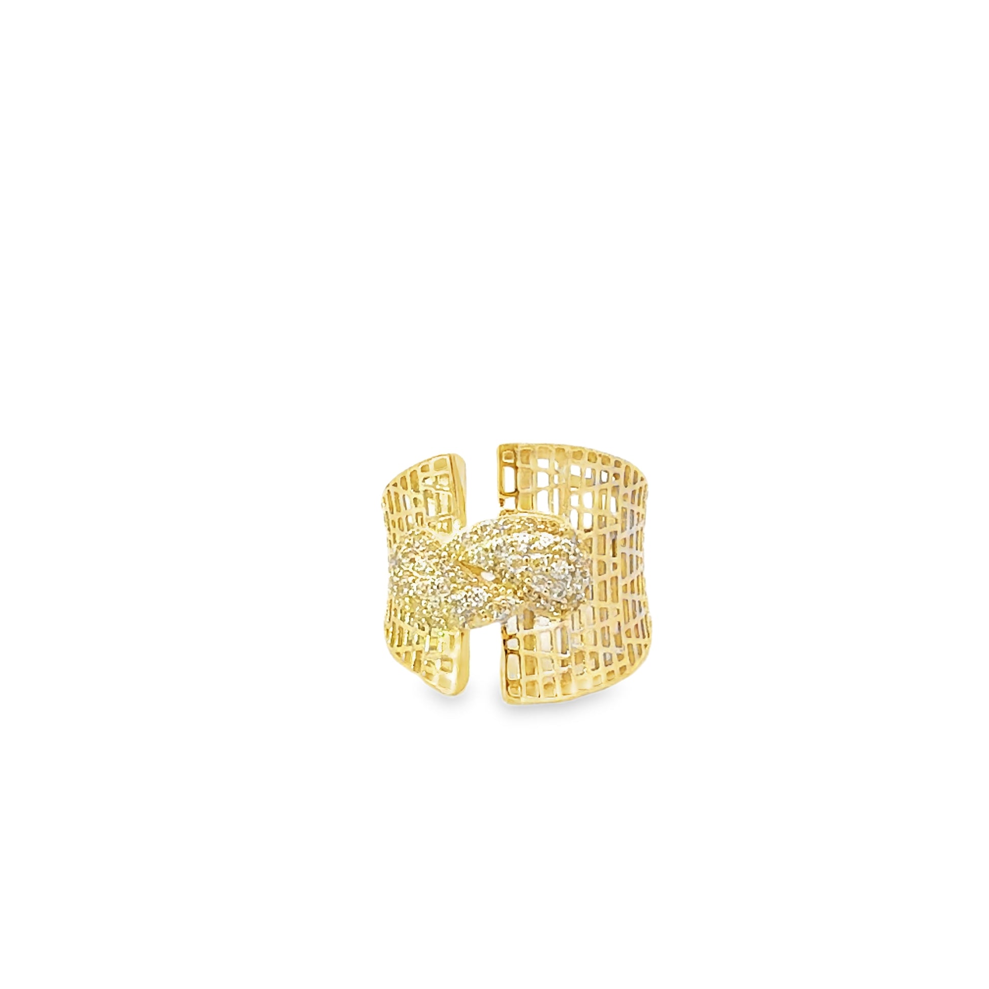 10K Yellow Gold Cz Filigree Design Fashion Ring Size 6.5 1.7Dwt