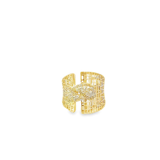 10K Yellow Gold Cz Filigree Design Fashion Ring Size 6.5 1.7Dwt