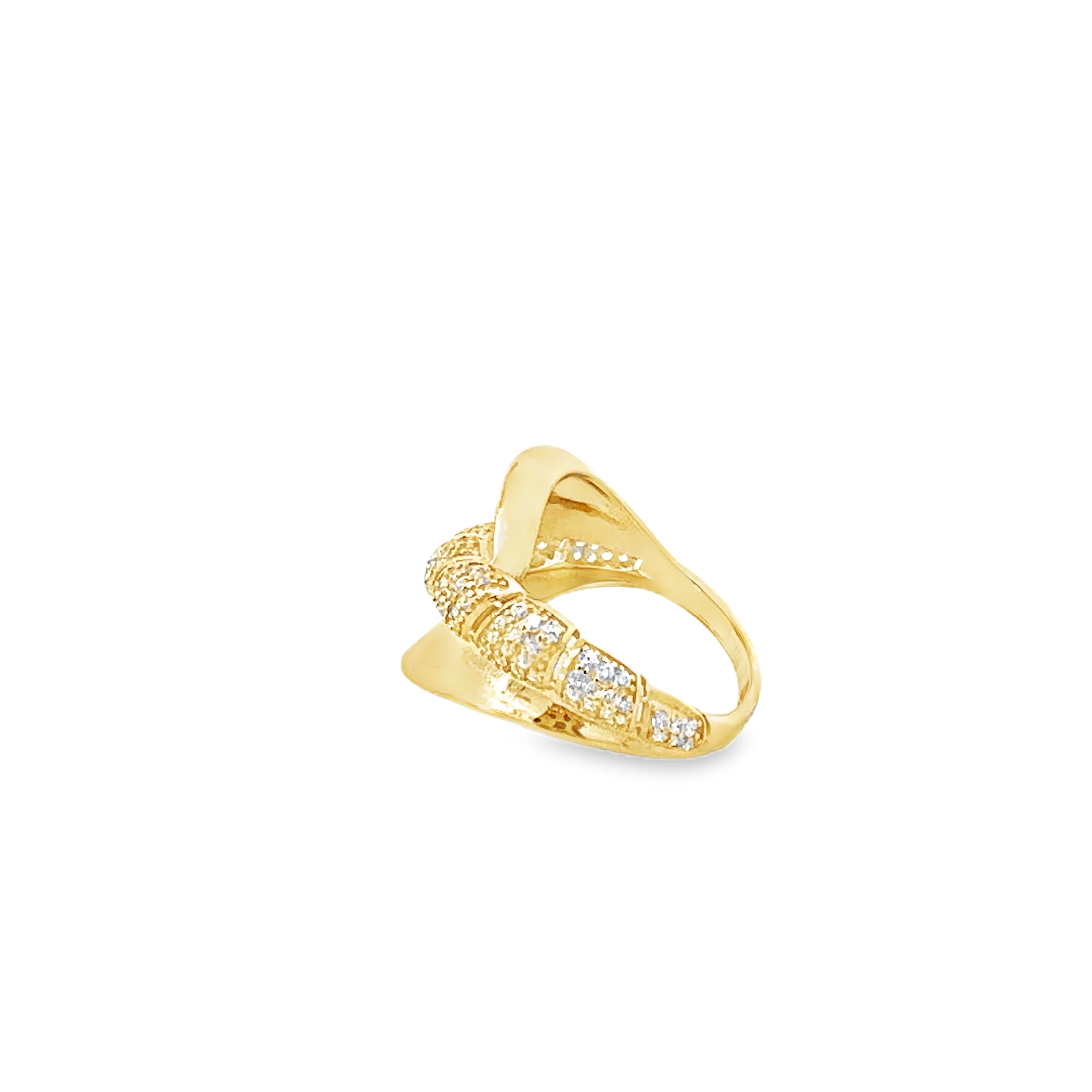 10K Yellow Gold Cz With Design Fashion Ring Size 6.5 1.9Dwt