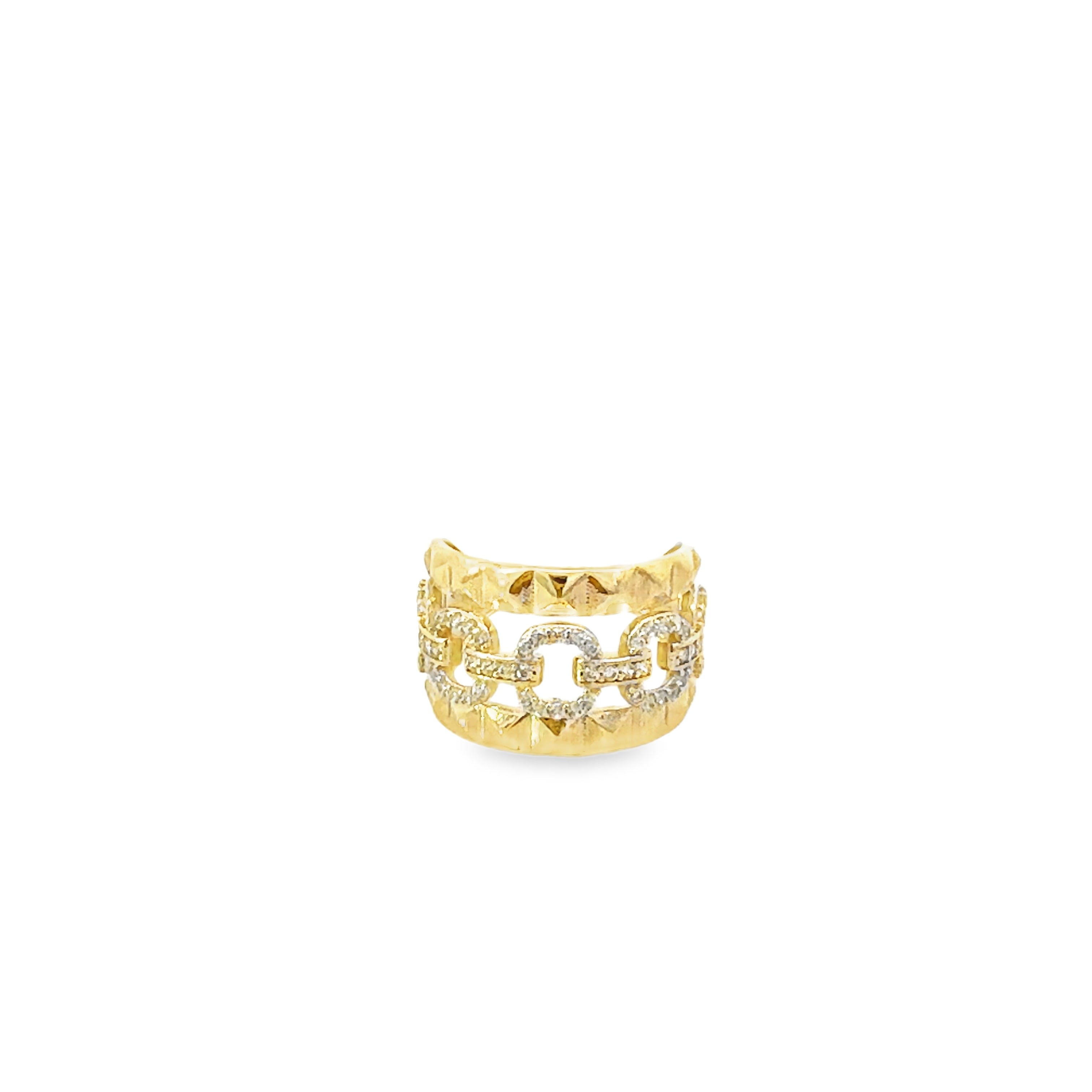 10K Yellow Gold Cz With Design Fashion Ring Size 6.5 2.0Dwt