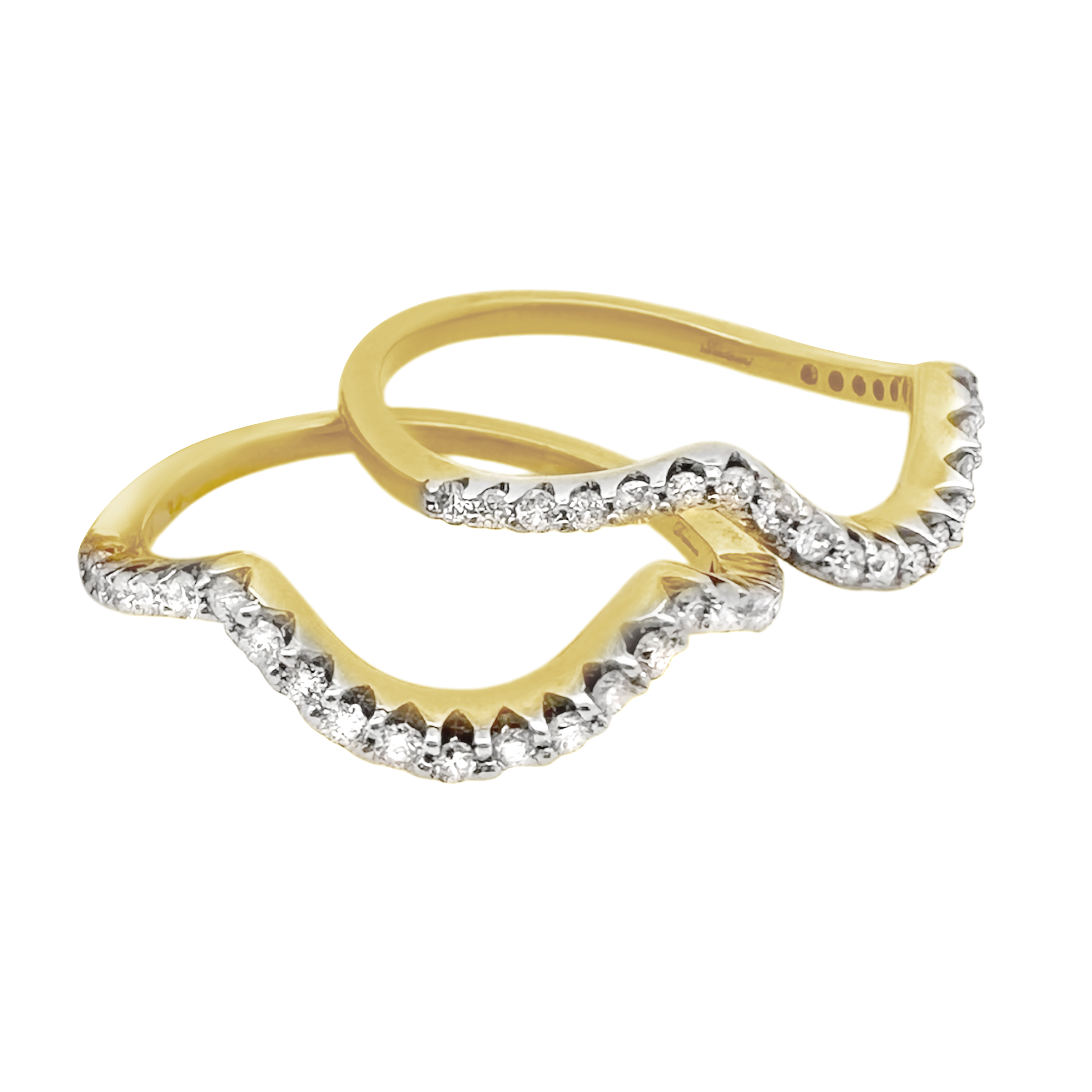 1.95Ctw 14K Yellow Gold Diamond Bridal Trio Set Ring Size 7 6.7Dwt