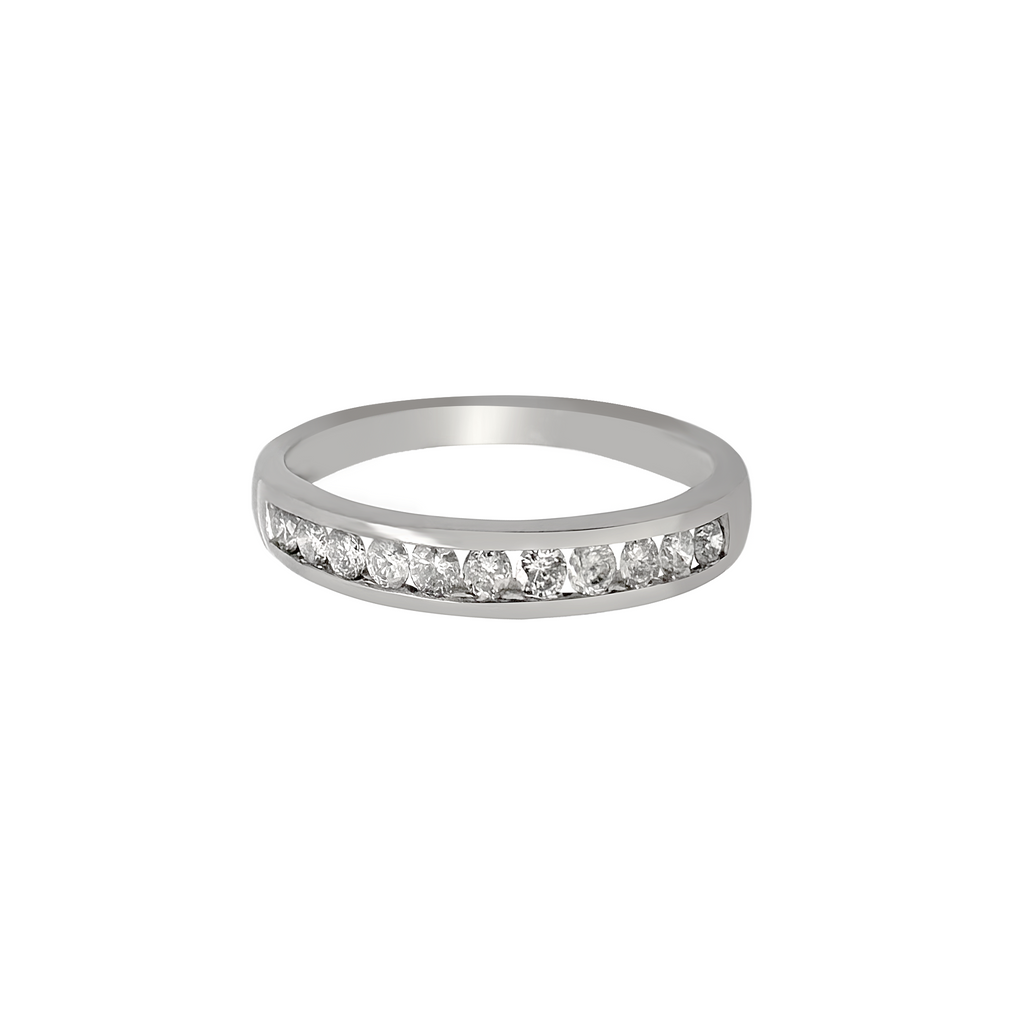 10K White Gold Diamond Wedding Band Size 7 1.0Dwt