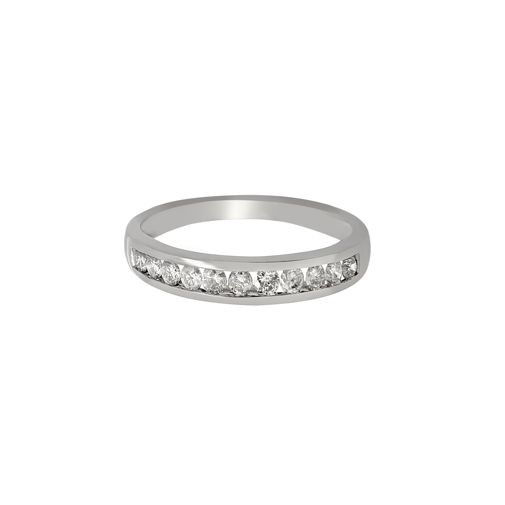 10K White Gold Diamond Wedding Band Size 7 1.0Dwt