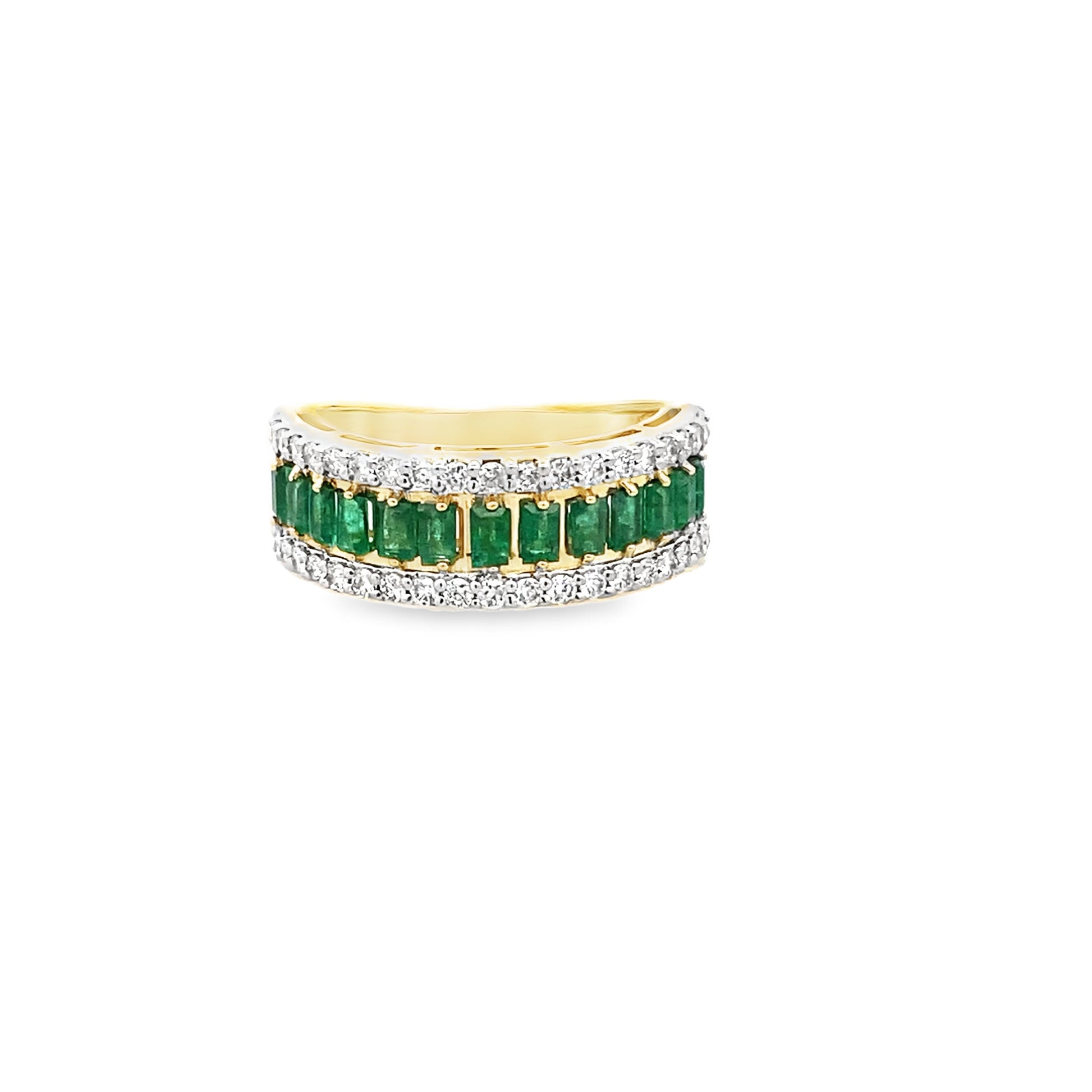 1.80Ctw Emerald 0.52Ctw Diamond 14K Yellow Gold Fashion Ring Size 7