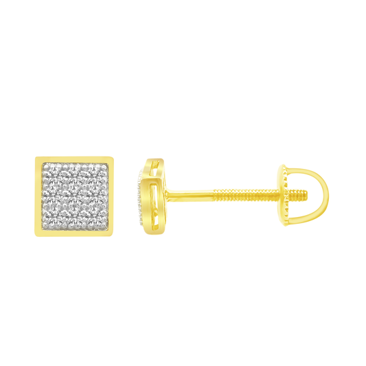 0.05Ctw 10K Yellow Gold Diamond Square Stud Earrings