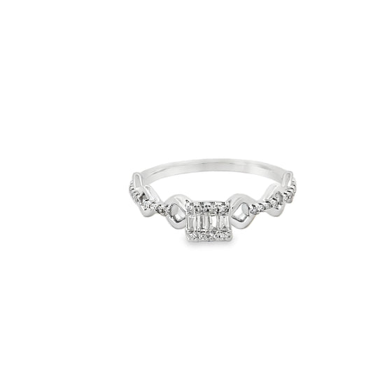 0.15Ctw 14K White Gold Diamond Fashion Ring Size 7 1.4Dwt