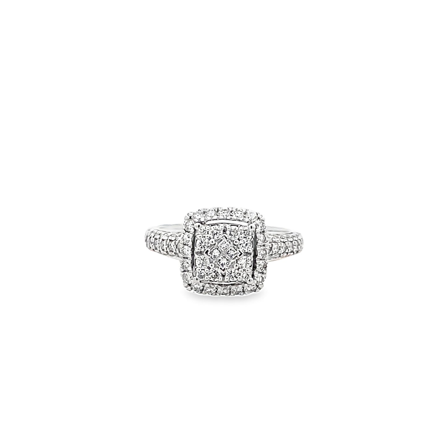 1.00Ctw 14K White Gold Diamond Engagement Ring Size 7 4.2Dwt