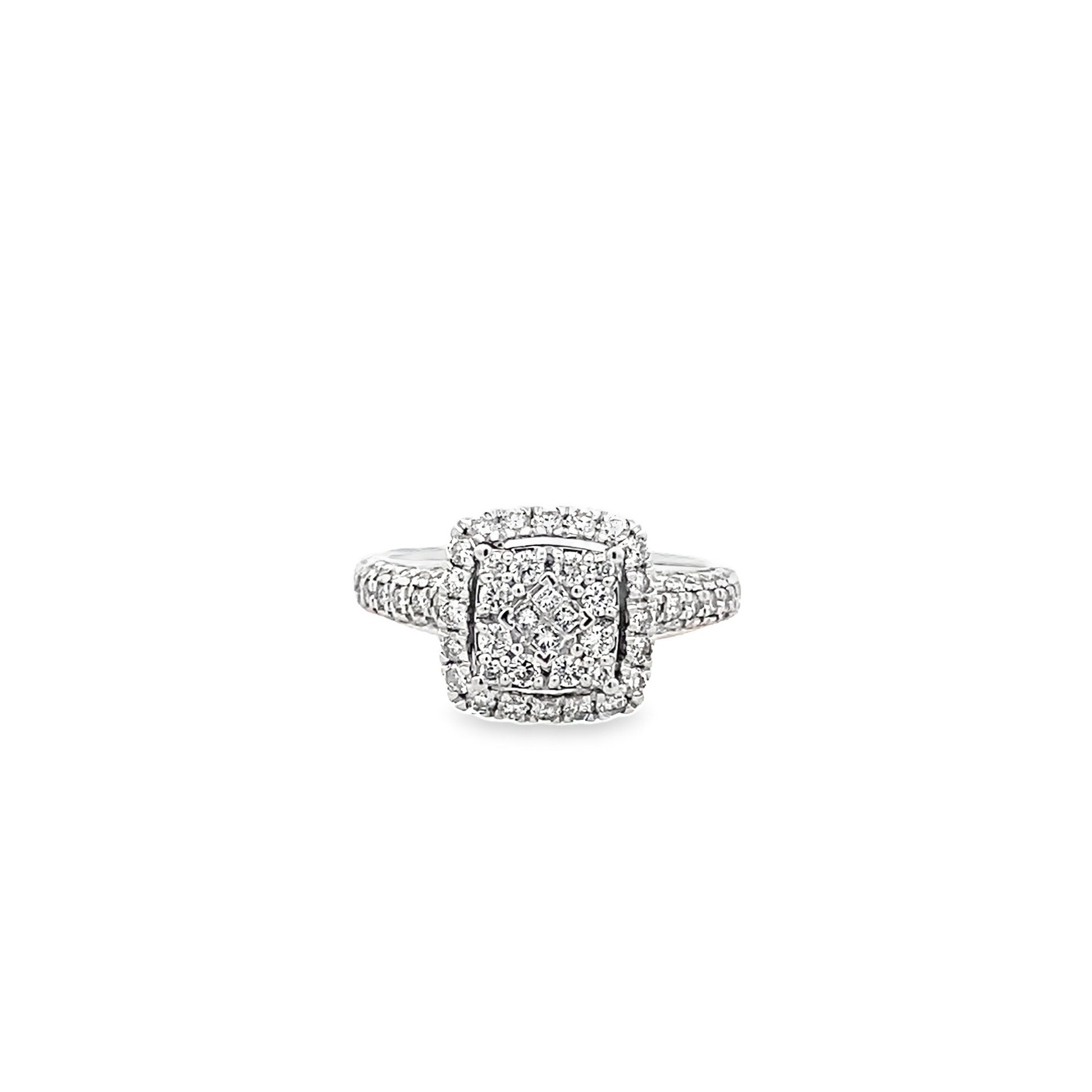 1.00Ctw 14K White Gold Diamond Engagement Ring Size 7 4.2Dwt