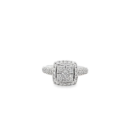 1.00Ctw 14K White Gold Diamond Engagement Ring Size 7 4.2Dwt