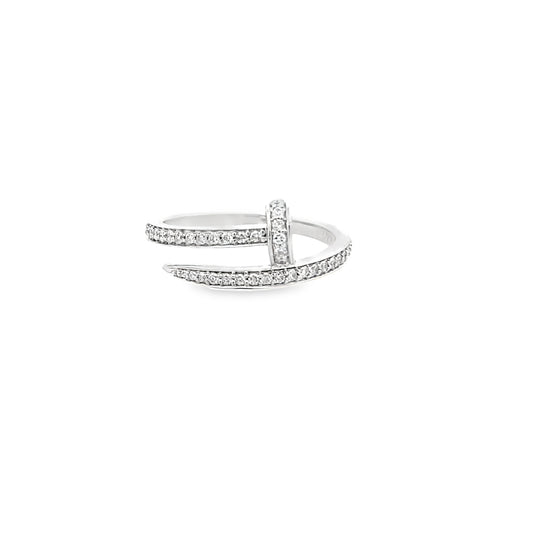 0.25Ctw 14K White Gold Diamond Nail Ring Size 7 2.2Dwt