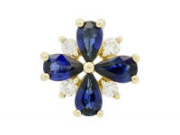 0.12Ctw Diamond 0.98Ctw Sapphire 14K Yellow Gold Flower Pendant