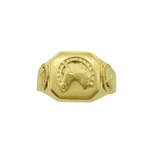 10K Yellow Gold Mens Horse Ring Size 13 2.8Dwt
