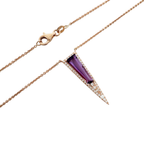 0.26Ctw Diamond & 1.66Ctw Amethyst 14K Rose Gold Necklace 18In 2.9Dwt