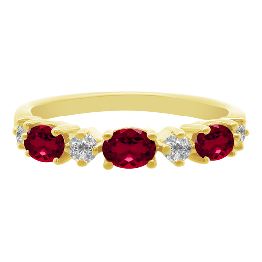 0.60Gaov 0.16Dird 14K Yellow Gold Garnet & Dia Ring Size 7 1.6Dwt