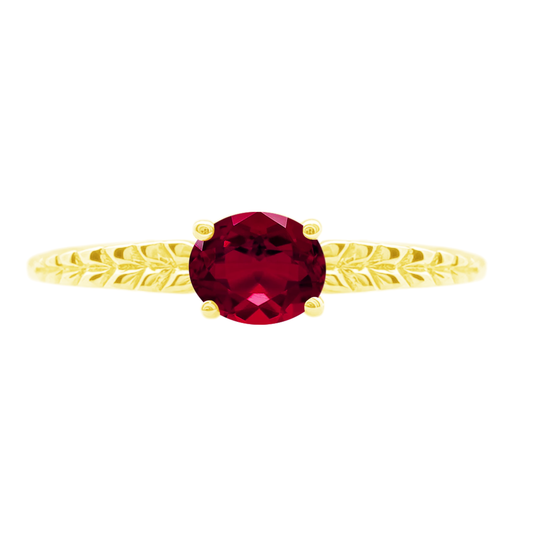 0.52Ct Ru 14K Yellow Gold Ruby Fashion Ring Size 7 1.0Dwt