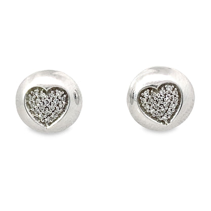 0.12Cwt 10K White Gold Diamond Stud  Heart Earrings
