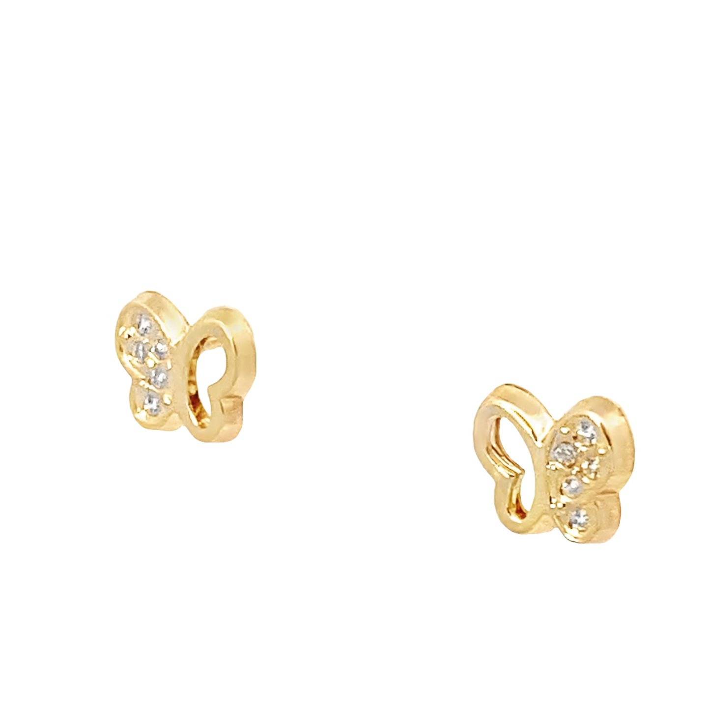 14K Yellow Gold Butterfly Stud Earrings